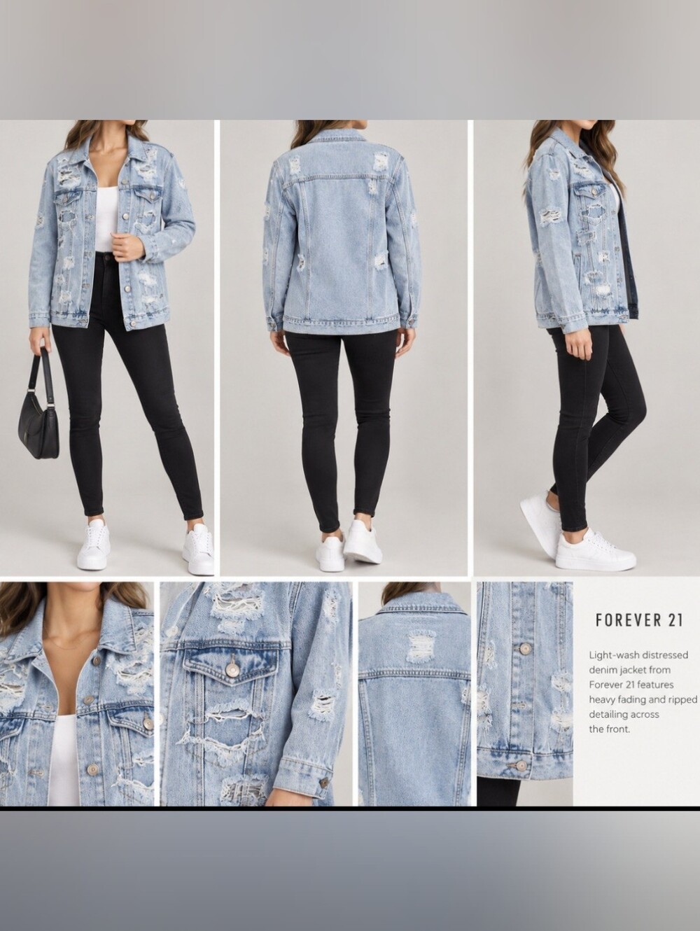 Forever 21 Distressed Light Blue Denim Jacket